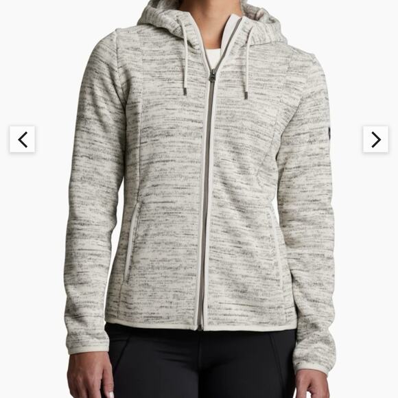 Kuhl Fleece Jacket Womens Small Light Gray Ascendyr Hooded Hiking Full Zip Gorp - Picture 4 of 14